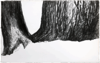 O. T. - 18.07.2024, Kohle, Büttenpapier, 38 x 61 cm