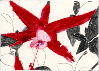 Absturz Karl, 2025, Öl, Bleistift, Zeichenkarton, 10,5 x 14,8 cm