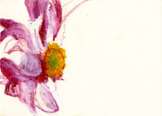 O. T., 2025, Wachspastell, Buntstift, Zeichenkarton, 10,5 x 14,8 cm