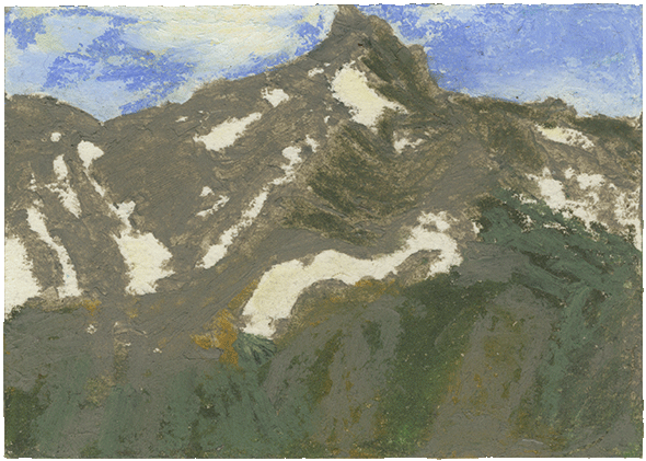 Blick von der Moorkammeralm 07.07.2013 Zeichenkarton, Wachspastell 7,7 x 10,5 cm