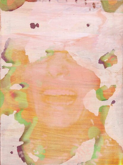 Tafelbild - Die Trauzeugin (34) 2009-10 Siebdruck, gemalte Farbe, Acryl, Pappelsperrholztafel 26 x 19,5 cm